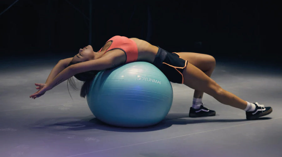 Woman exercising on an exercise ball