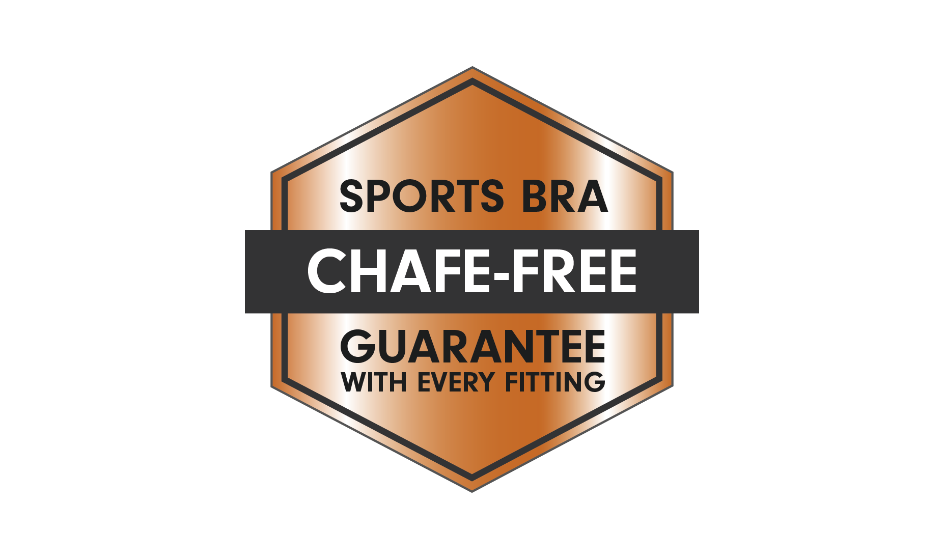 Maaree sports bra chafe-free guarantee badge